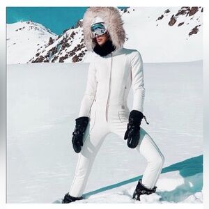 Bogner Mila D Ski Suit Onsie White Fox Fur
